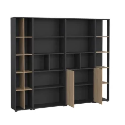 Boekenkast Sign Jackson Hickory Matgrijs 240x205cm - Giga Living