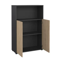 Boekenkast Sign Jackson Hickory Matgrijs 124cm - Giga Living