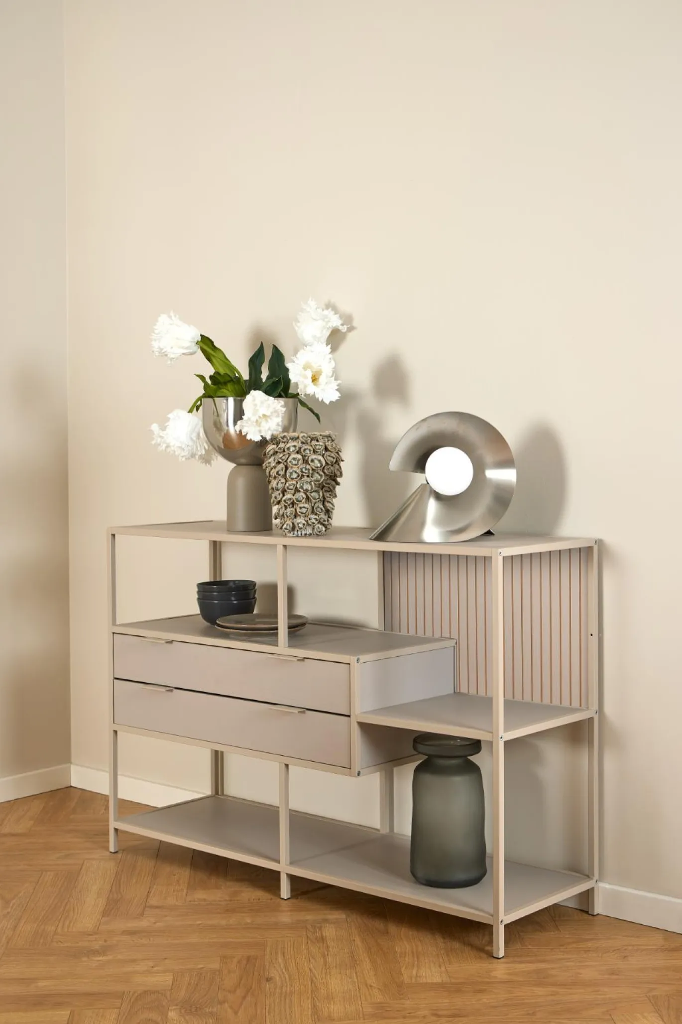 Boekenkast Varven Melamine Grijs Met Lades 114cm - Giga Living