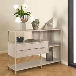 Boekenkast Varven Melamine Grijs Met Lades 114cm - Giga Living