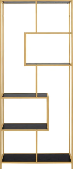 Boekenkast Varven Melamine Zwart/Goud Ash 185cm - Giga Living
