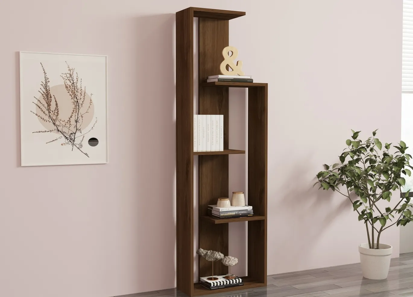 Boekenkast Wand Walnoot 160cm