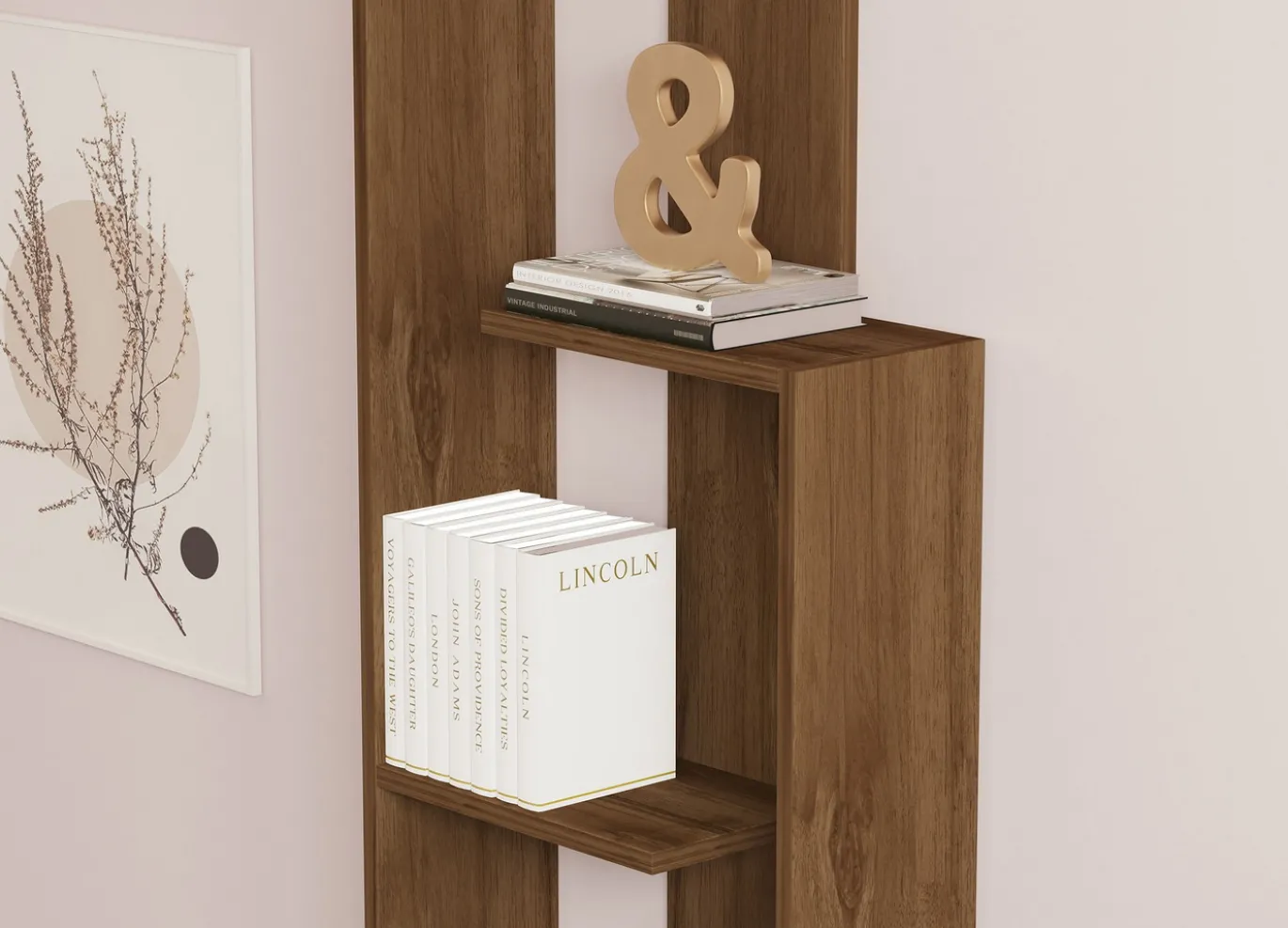 Boekenkast Wand Walnoot 160cm