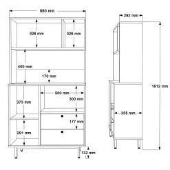 Buffetkast Roland Wit/Naturel 88x160cm