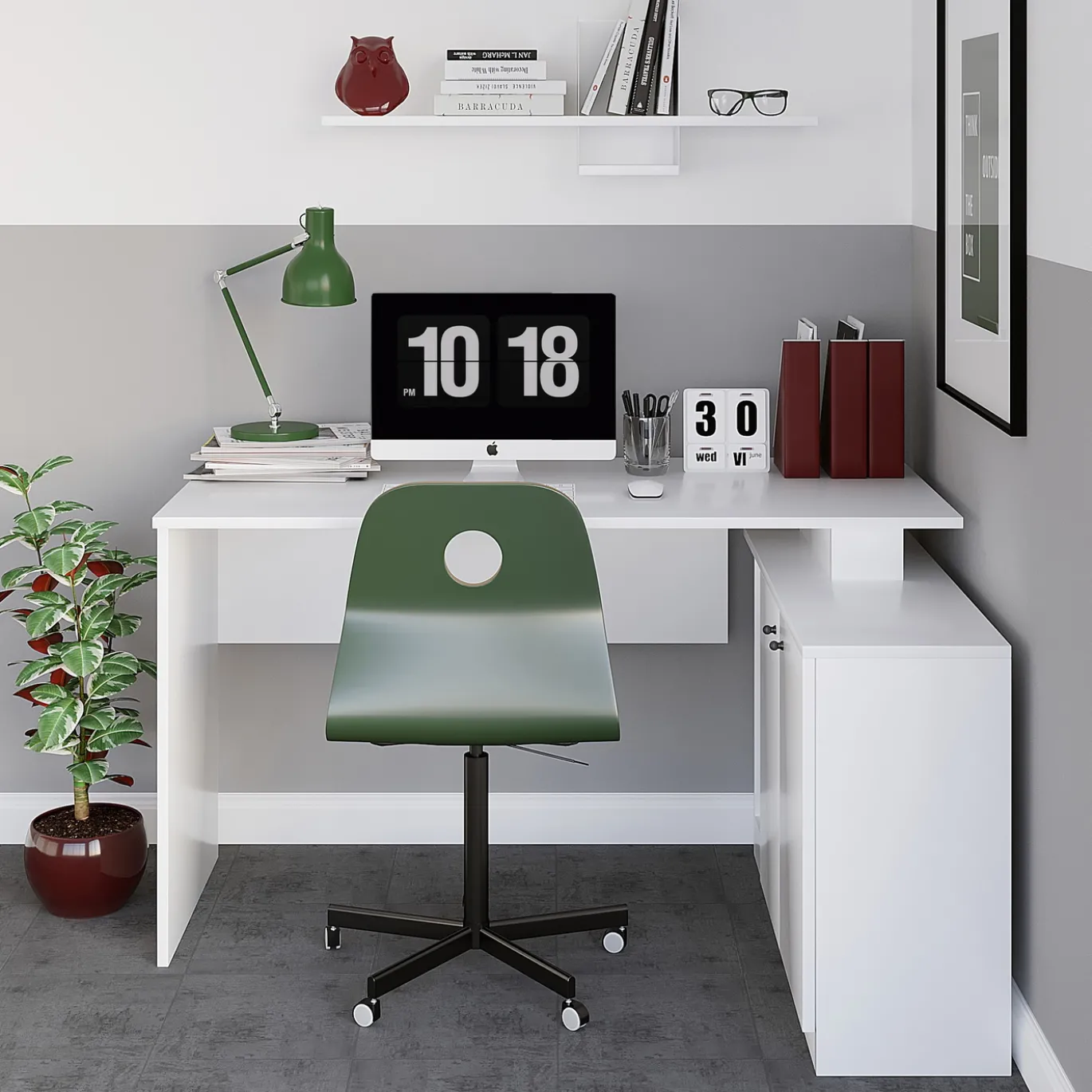 Bureau Basak Melamine Wit