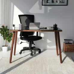 Bureau Cozy Glas Smoke/Walnoot 110cm