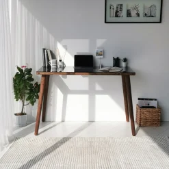 Bureau Cozy Glas Smoke/Walnoot 110cm