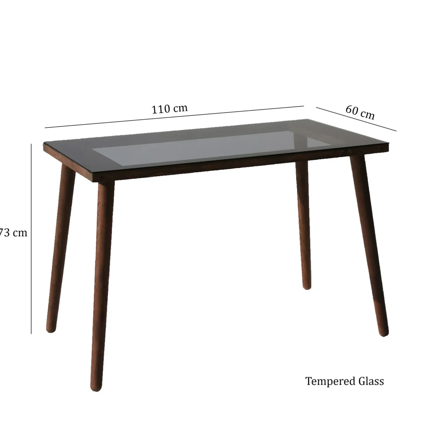 Bureau Cozy Glas Smoke/Walnoot 110cm