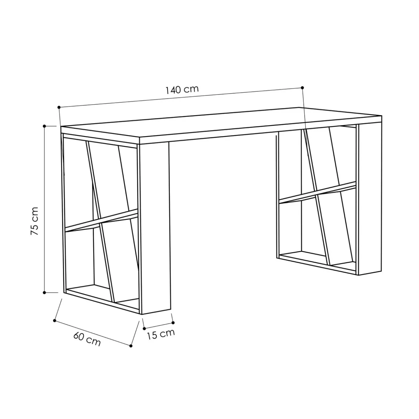 Bureau Honey Wit/Antraciet 140cm