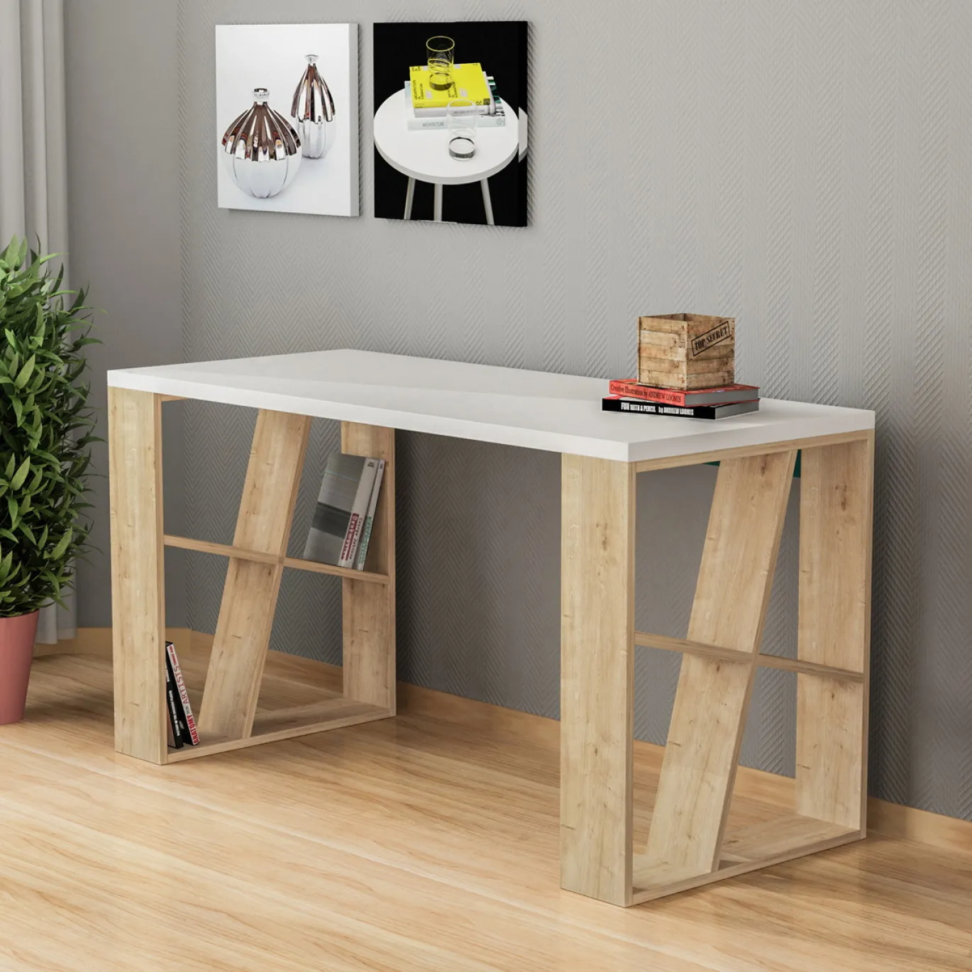 Bureau Honey Wit/Naturel 140cm