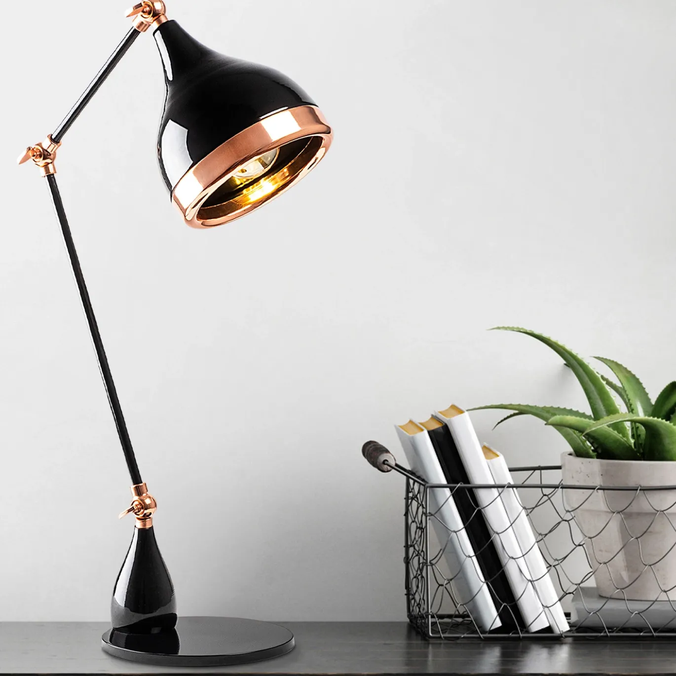 Bureaulamp Yildo Move Zwart/Koper
