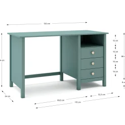 Bureau Max 3L1h Petrol Groen - Giga Meubel