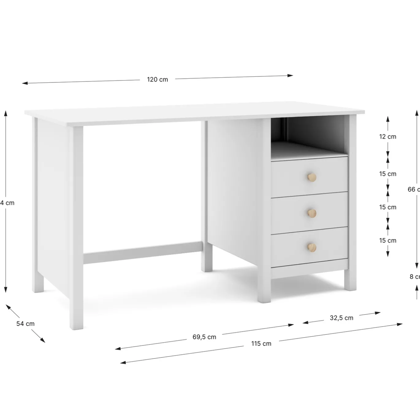 Bureau Max 3L1h Wit - Giga Meubel