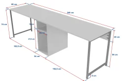Bureau Twin Travertinlook 240cm
