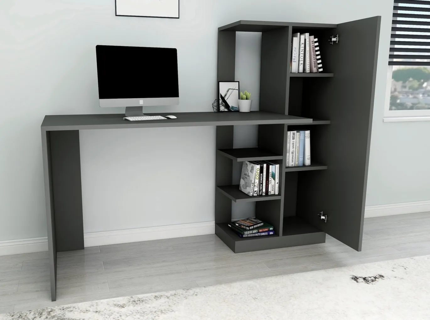 Bureau Yagiz Antraciet 150cm