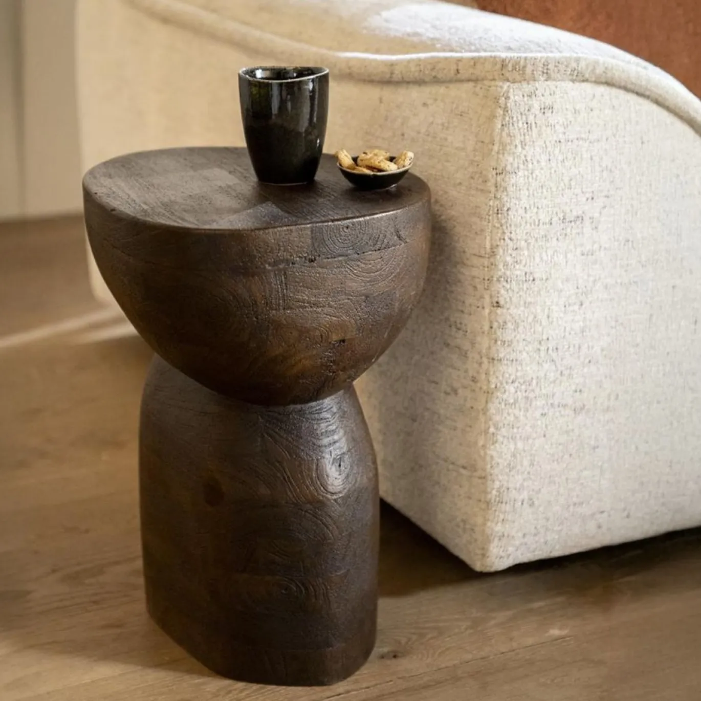 By-Boo Bijzettafel Cobble Hout Bruin