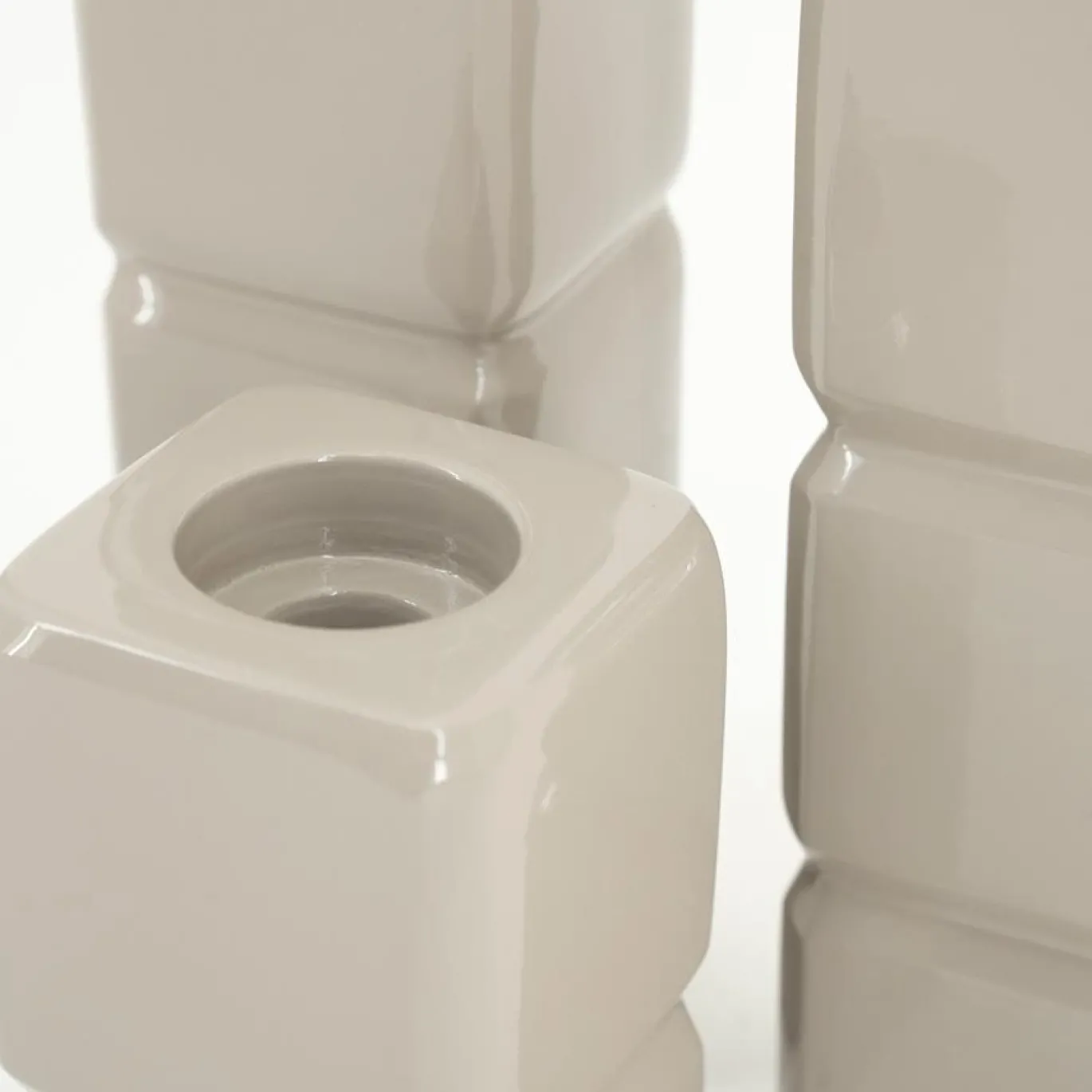 By-Boo Kandelaar Cube Taupe Set van 3
