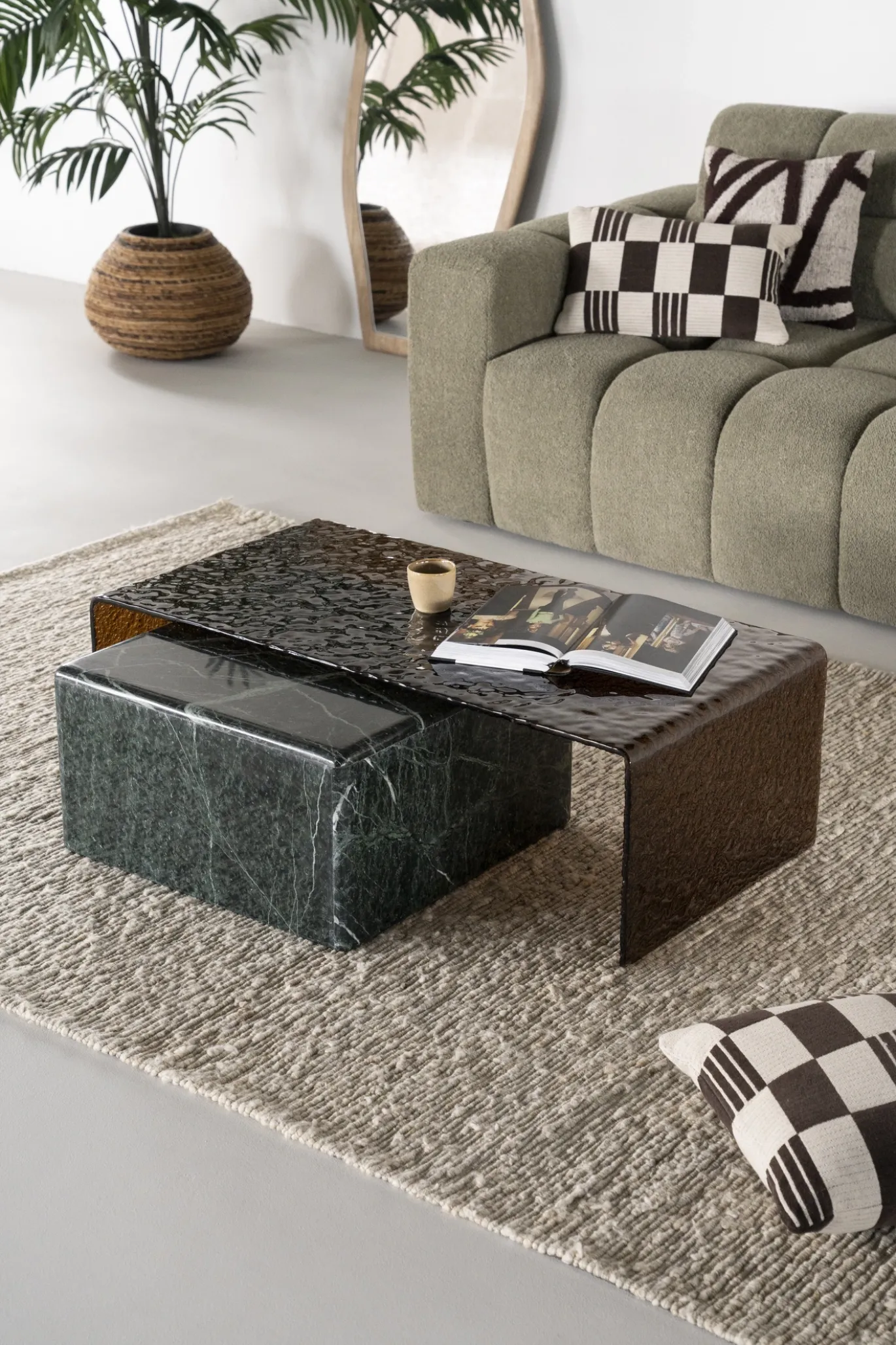 By-Boo Salontafel Ripple Glas Bruin