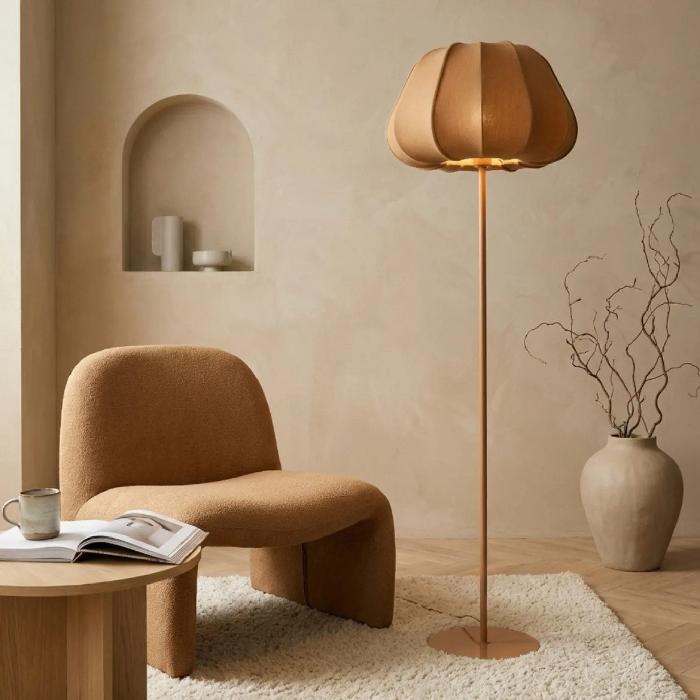 By-Boo Vloerlamp Sora Bruin