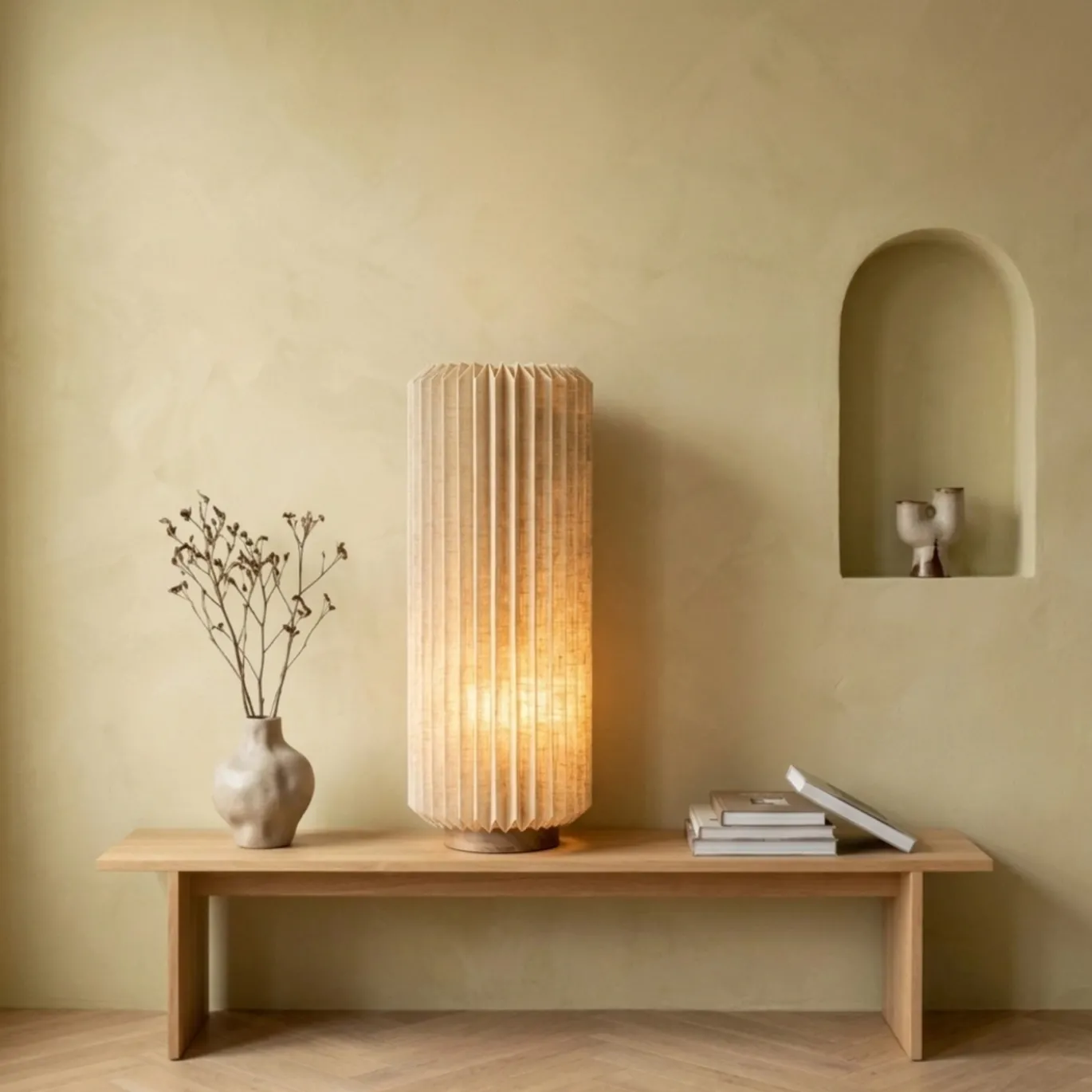 By-Boo Vloerlamp Zuki Papier Linnen Naturel