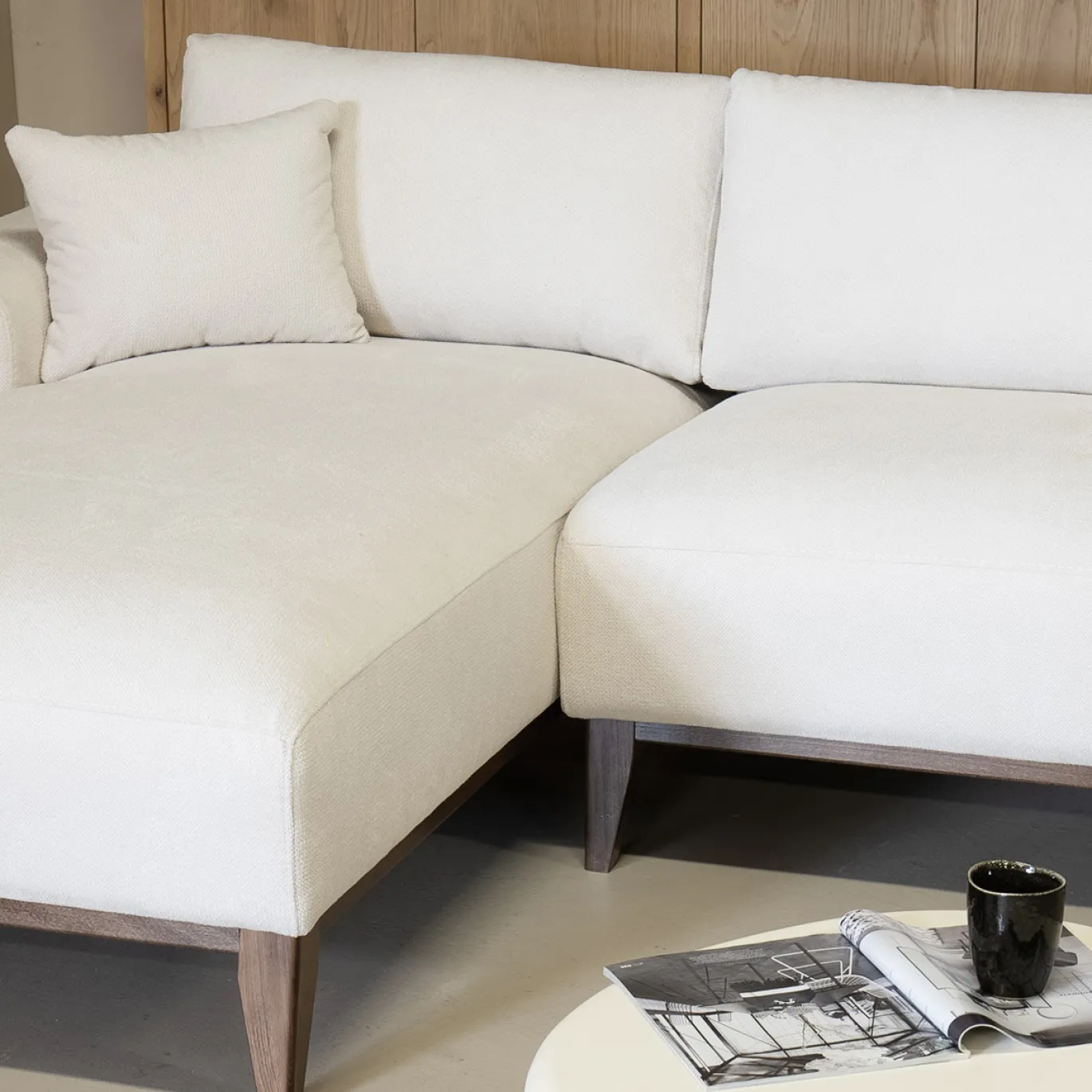 Chaise Longue Bank Bordeaux 3-zits Links Beige - Giga Meubel