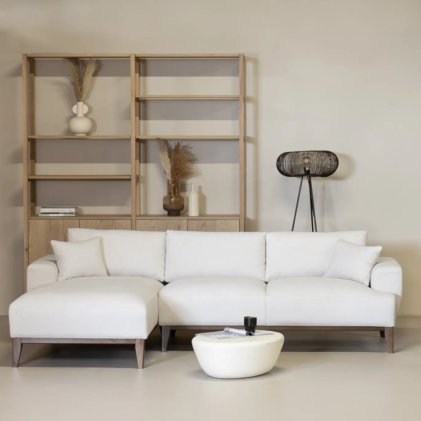 Chaise Longue Bank Bordeaux 3-zits Links Beige - Giga Meubel