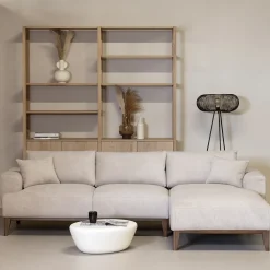 Chaise Longue Bank Bordeaux 3-zits Rechts Taupe - Giga Meubel
