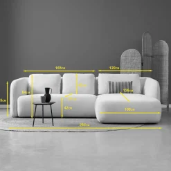 Chaise Longue Bank Cloud Rechts Raven Off-White