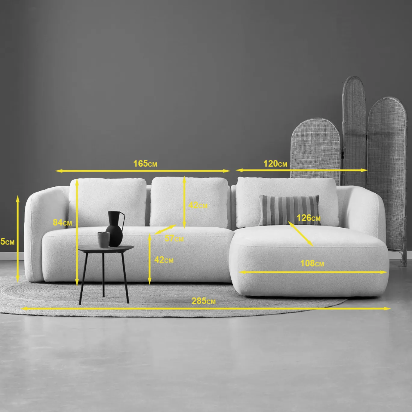 Chaise Longue Bank Cloud Rechts Raven Off-White