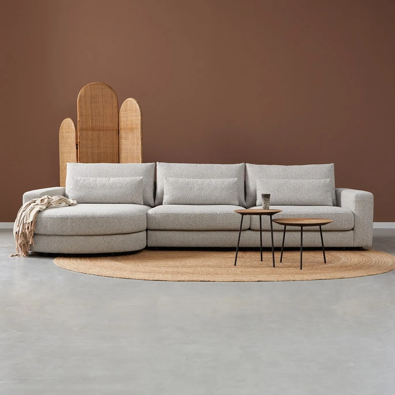 Chaise Longue Bank Como Rond Links Puente Lichtgrijs