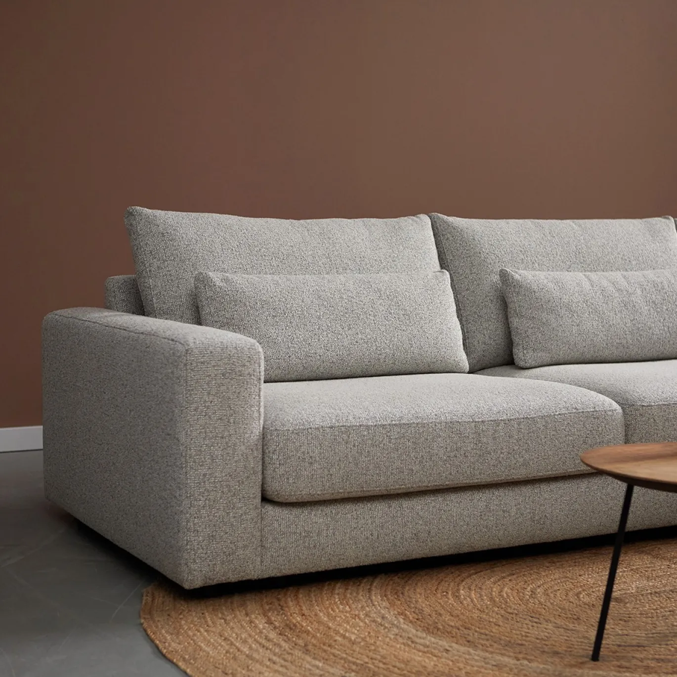 Chaise Longue Bank Como Rond Rechts Puente Lichtgrijs