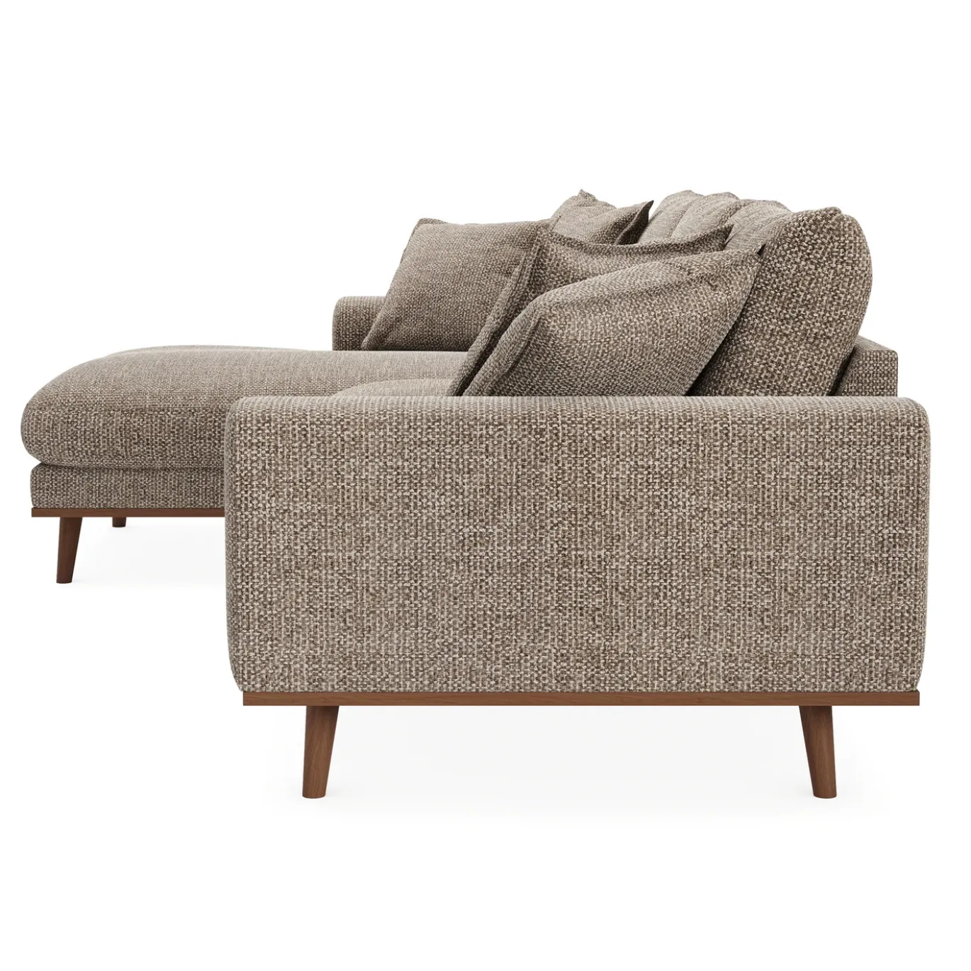 Chaise Longue Bank Harper 3-Zits Silencio Lichtbruin Links - Giga Meubel