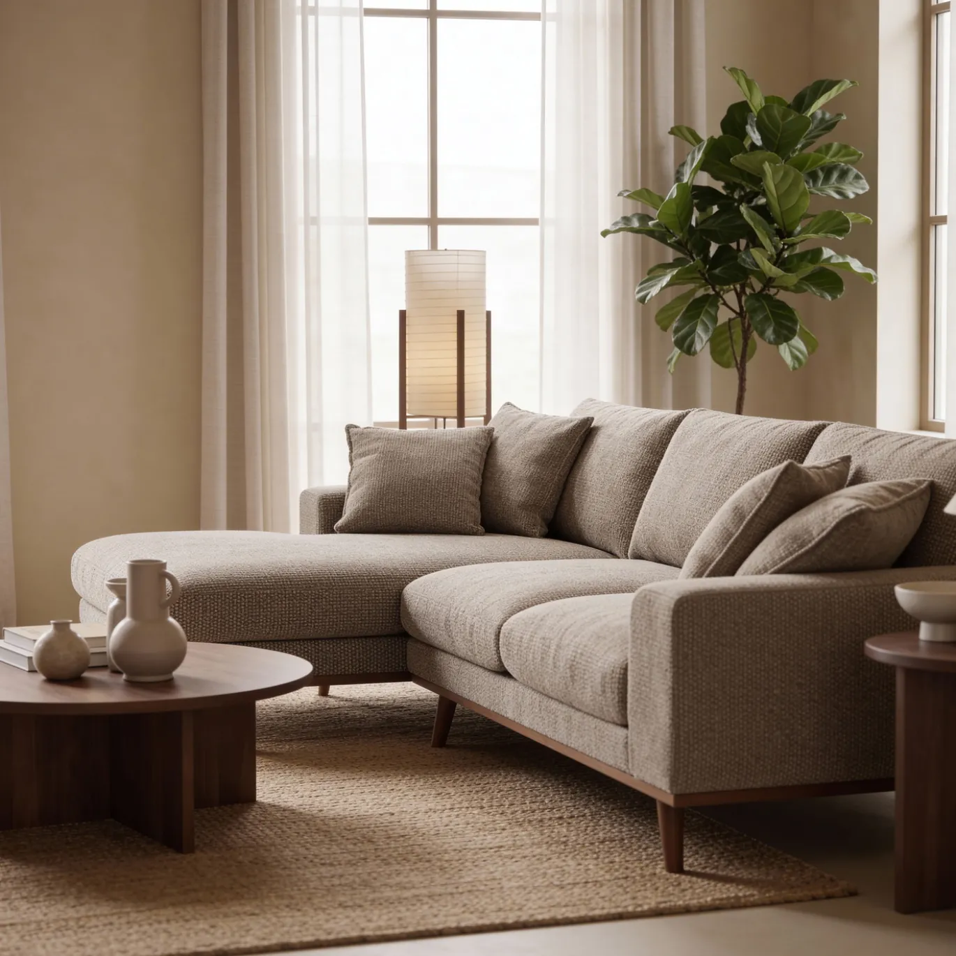Chaise Longue Bank Harper 3-Zits Silencio Lichtbruin Links - Giga Meubel