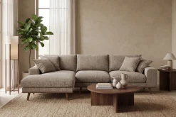 Chaise Longue Bank Harper 3-Zits Silencio Lichtbruin Links - Giga Meubel