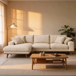 Chaise Longue Bank Harper 3-Zits Silencio Beige Links - Giga Meubel
