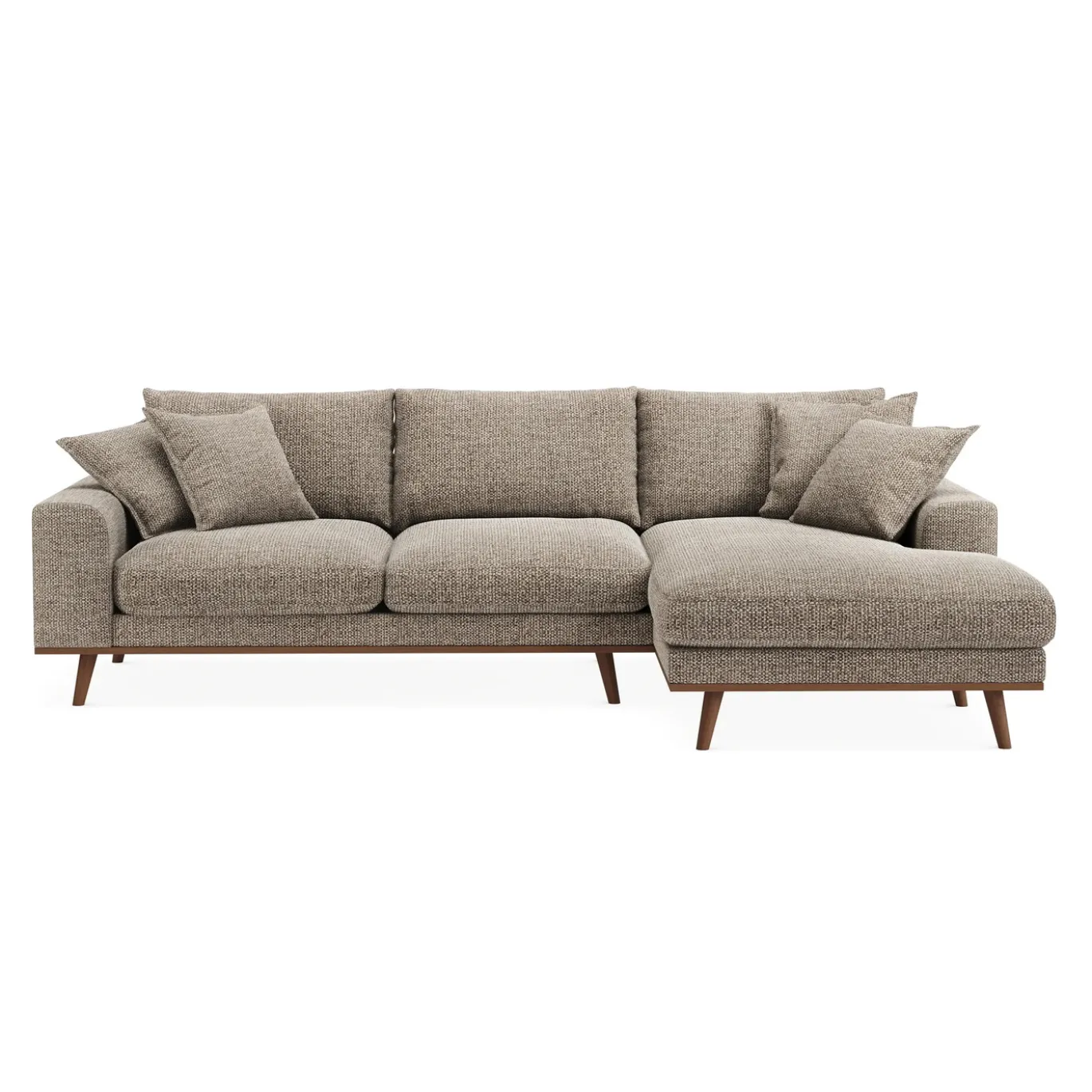 Chaise Longue Bank Harper 3-Zits Silencio Lichtbruin Rechts - Giga Meubel