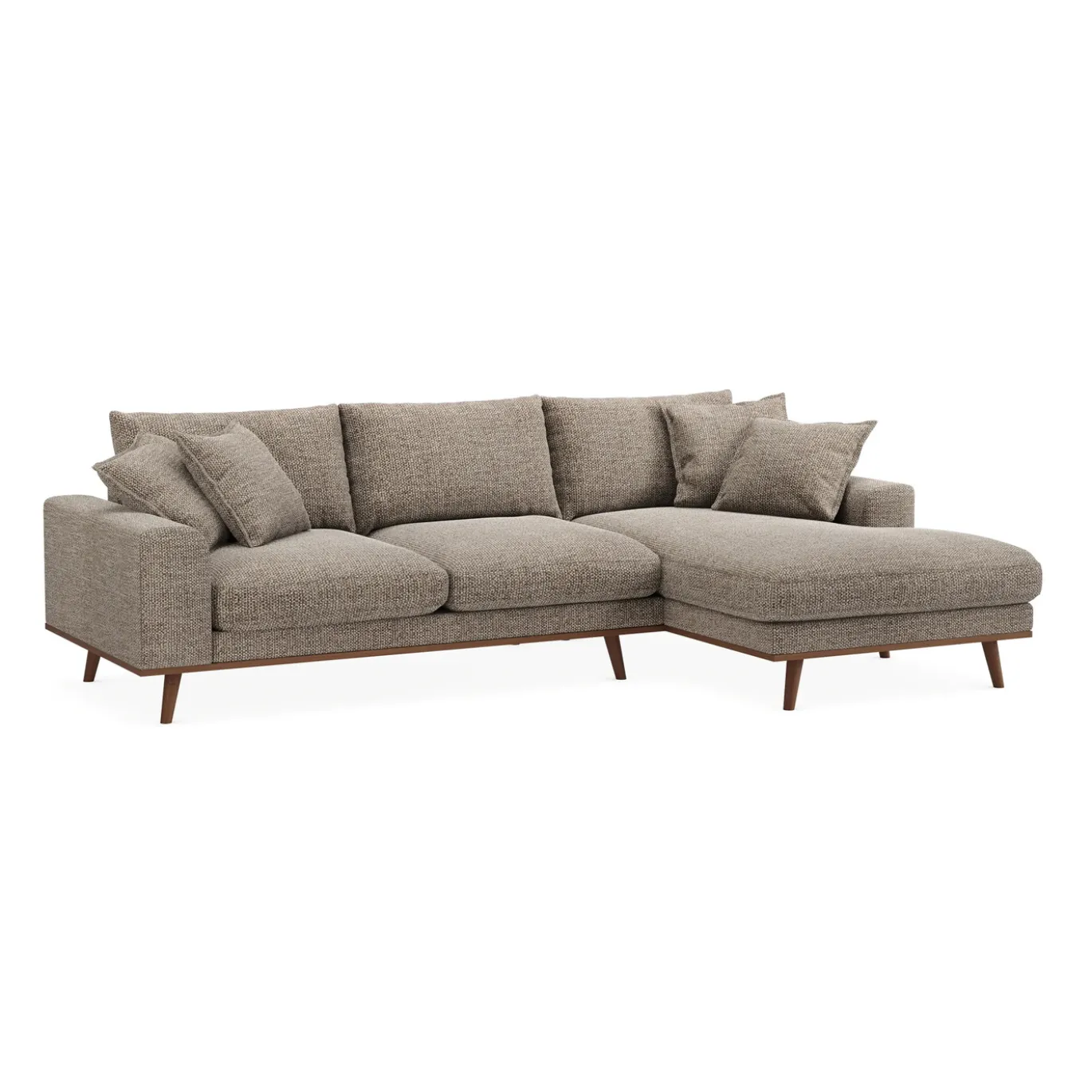 Chaise Longue Bank Harper 3-Zits Silencio Lichtbruin Rechts - Giga Meubel
