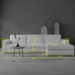Chaise Longue Bank Uno Rechts Modesto Lichtgrijs