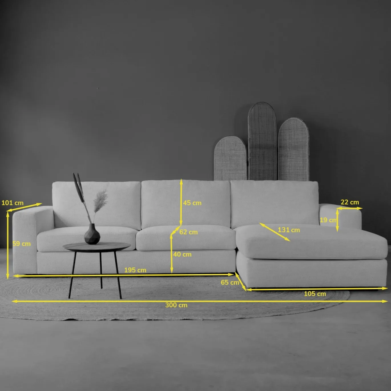 Chaise Longue Bank Uno Rechts Ambience Cream