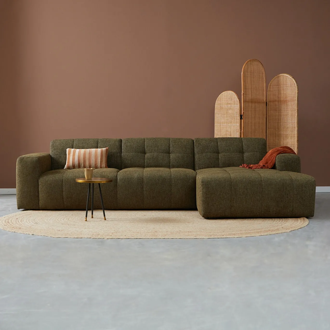 Chaise Longue Bank Wave Rechts Modesto Donkergroen