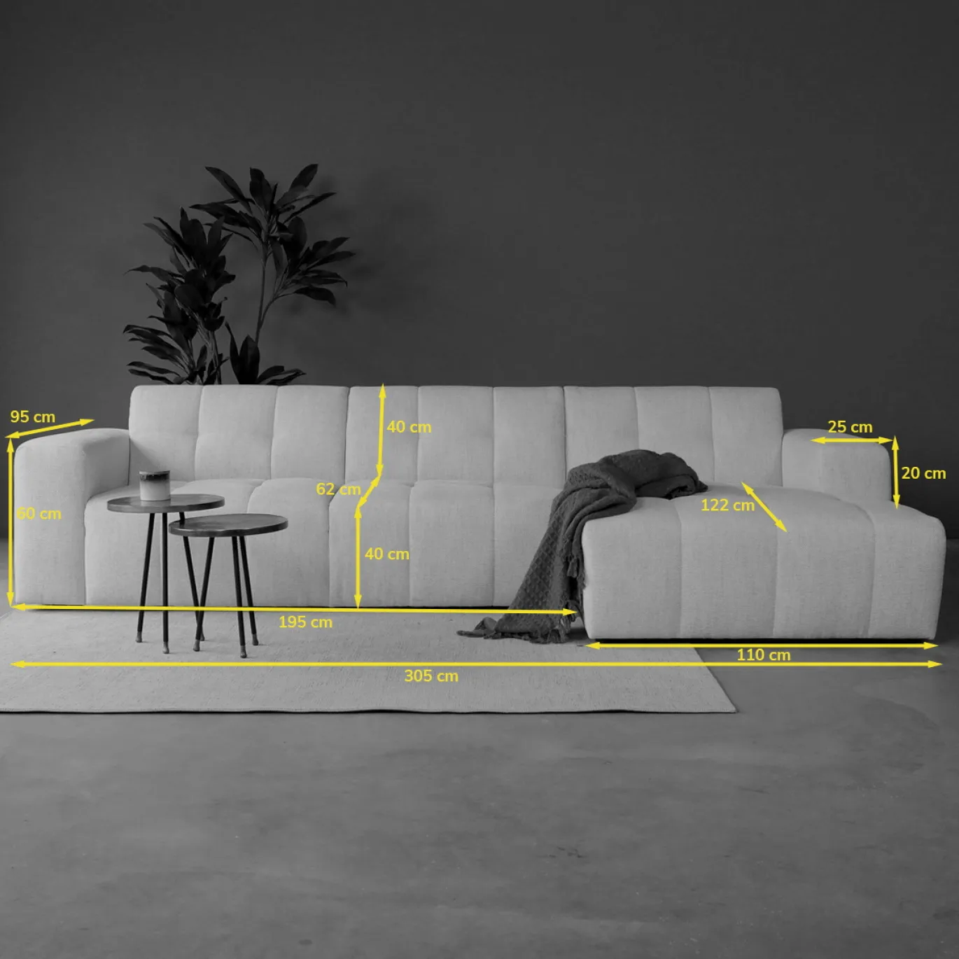 Chaise Longue Bank Wave Rechts Modesto Donkergroen
