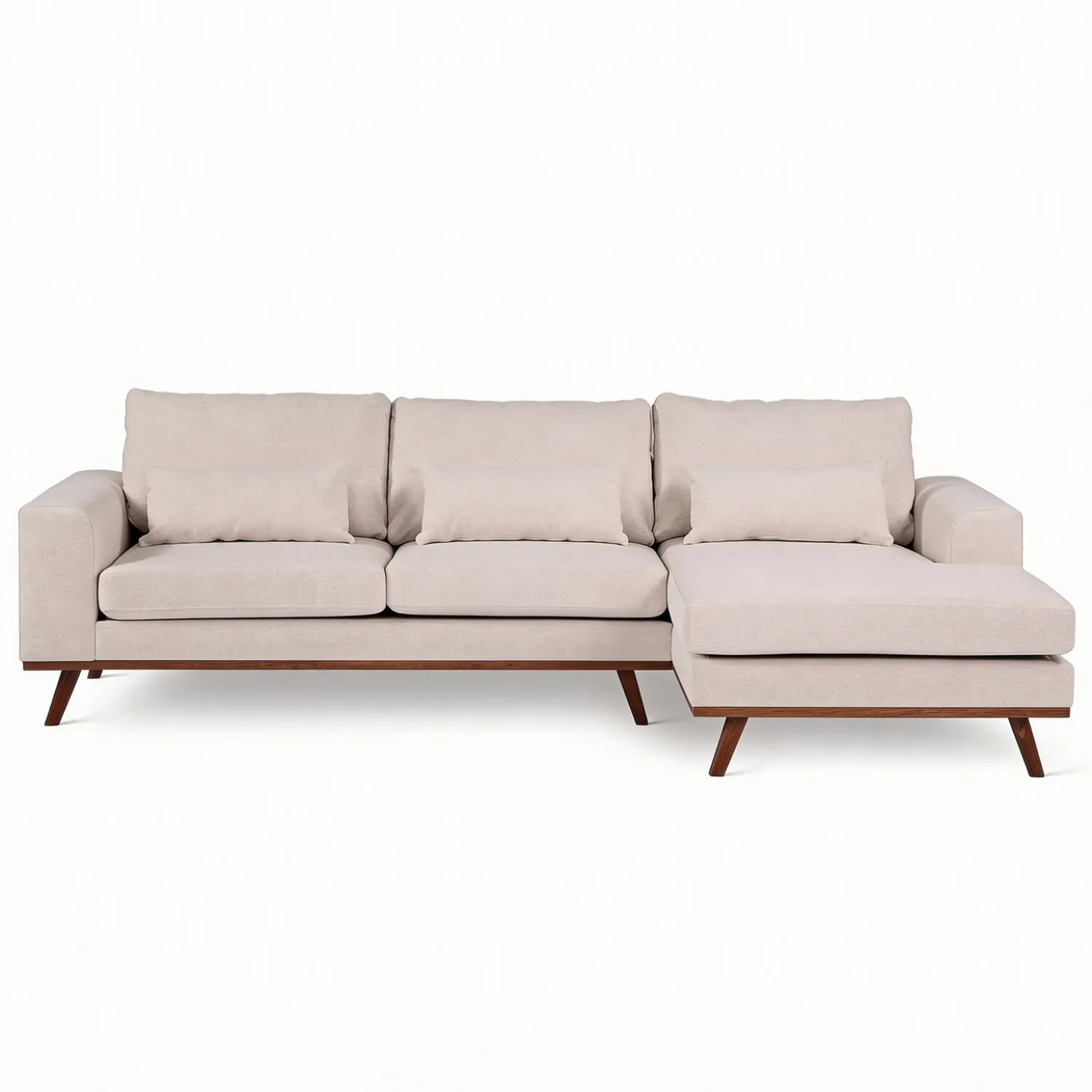 Chaise Longue Bank 3-Zits Grande Japandi Beige Rechts - Giga Meubel
