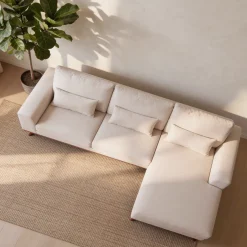 Chaise Longue Bank 3-Zits Grande Japandi Beige Rechts - Giga Meubel