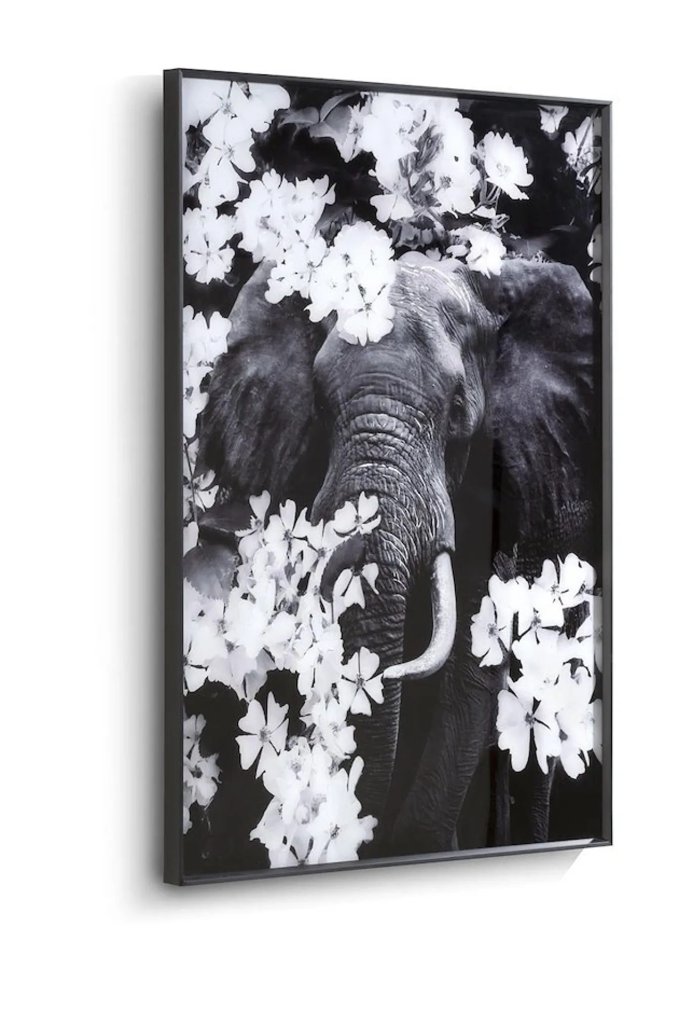 Coco Maison Fotoschilderij Flower Elephant 100x68cm Zwart