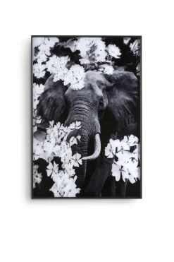 Coco Maison Fotoschilderij Flower Elephant 100x68cm Zwart