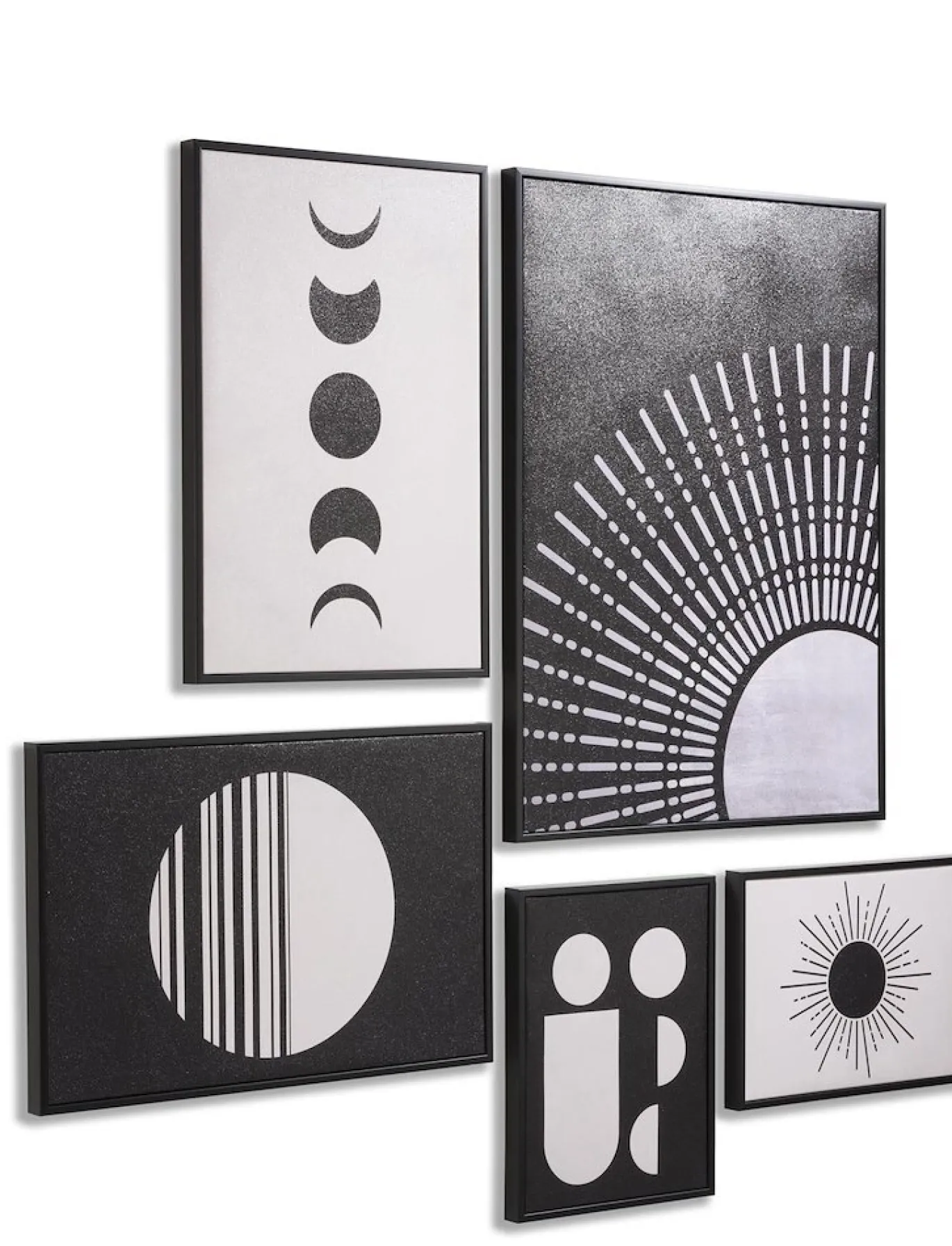 Coco Maison Fotoschilderij Lunatic Set van 5 Zwart