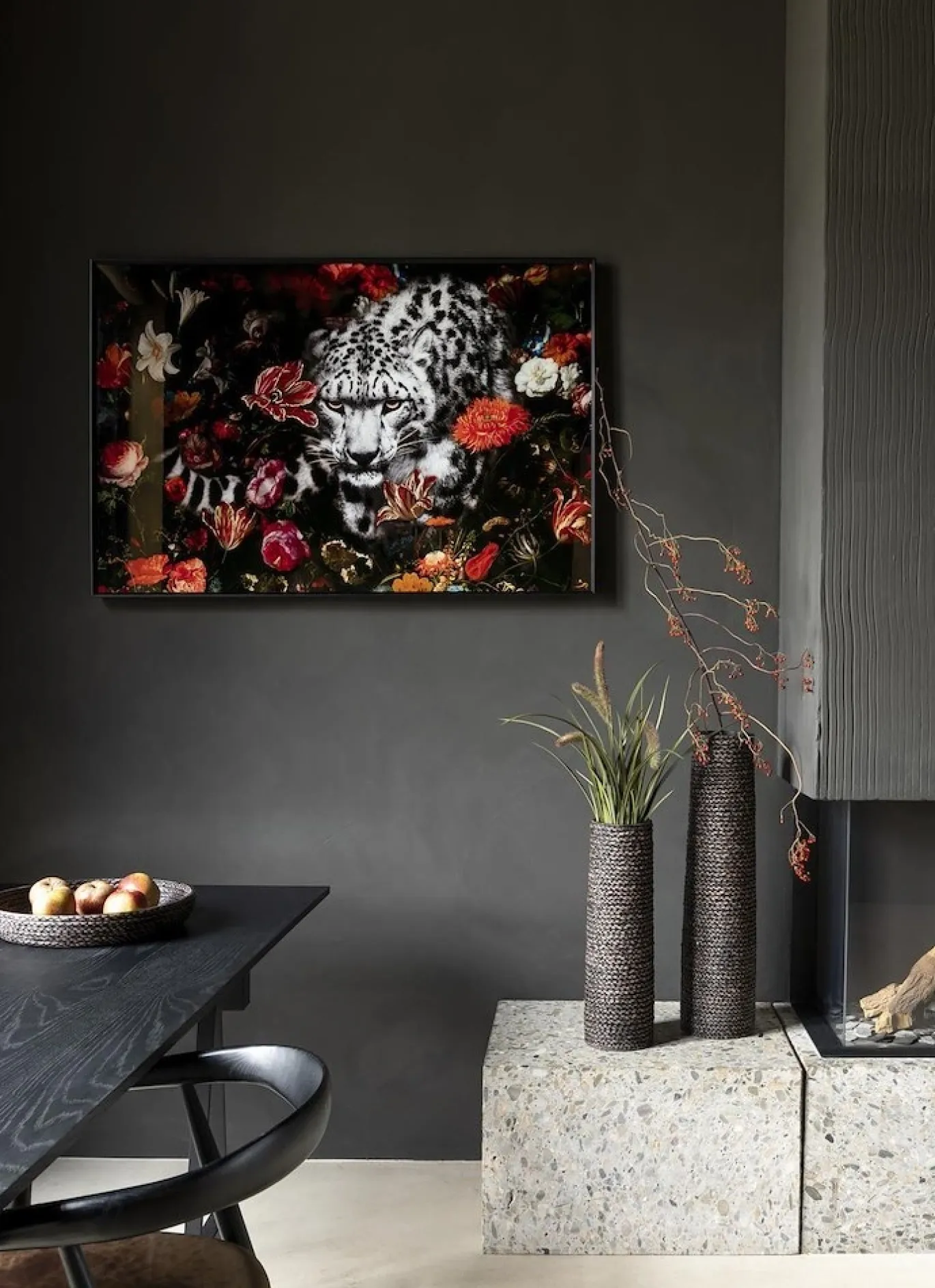 Coco Maison Schilderij Floral Cheetah 120x80cm
