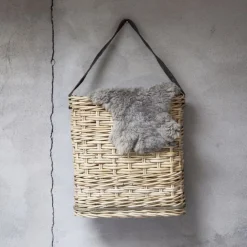 Decoratieve mand met lederen hengsel - Hoog
