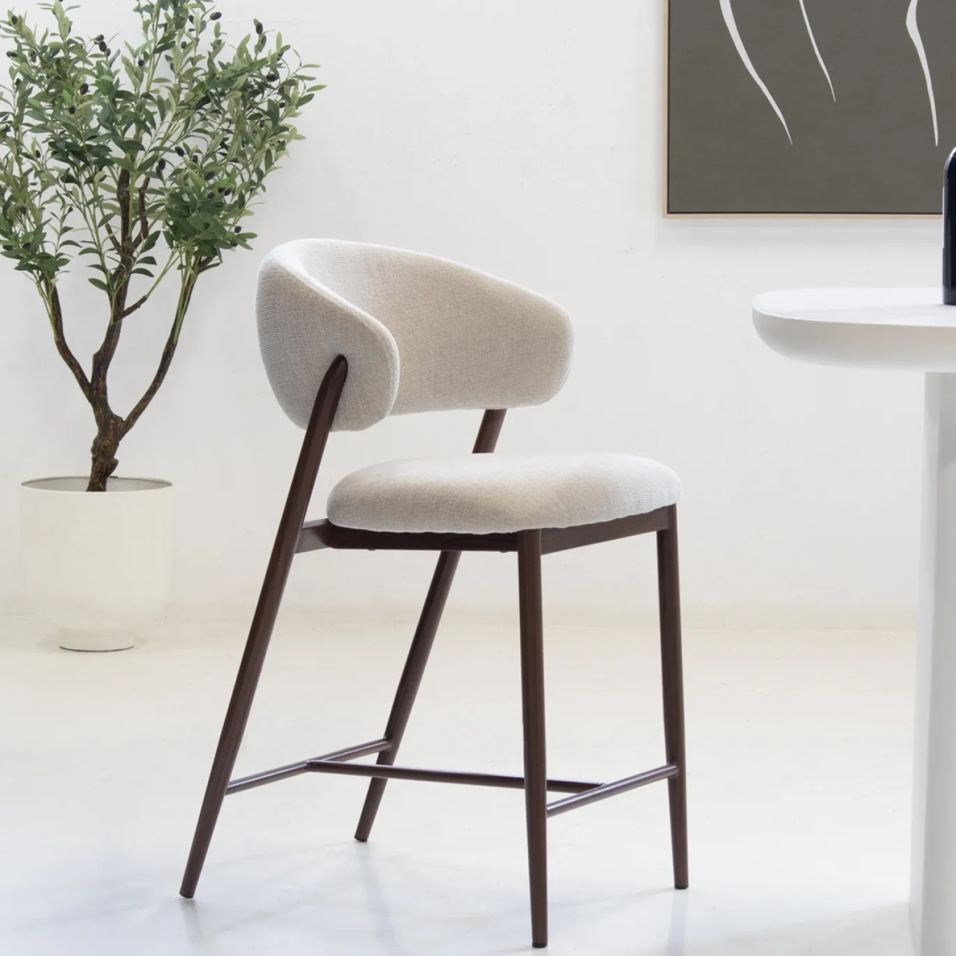 DÉJA Barstoel Skive Beige/Walnoot