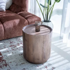 DÉJA Bijzettafel Amber Walnoot Rond 45cm